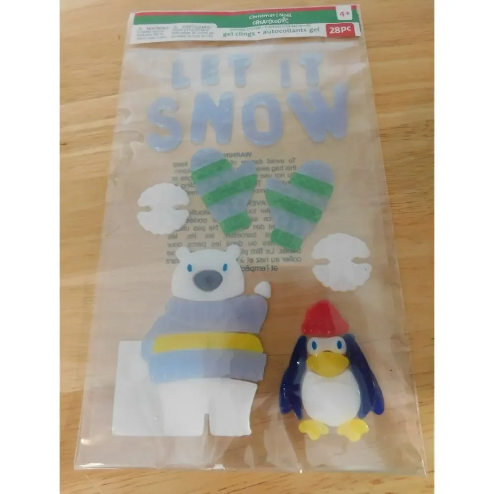 Christmas Polr Bear Penguin Window Gel Clings 28pcs Sticker Decorations